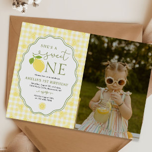 Invitation Photo d'anniversaire de 1 an Lemon Citrus She's A 
