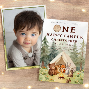 Invitation photo d'anniversaire de 1 an Watercolor