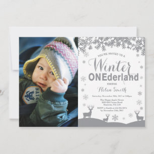 Invitation Photo d'anniversaire de 1 an Winter Onederland Sno