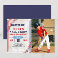 Invitation photo d'anniversaire de baseball - TOUS