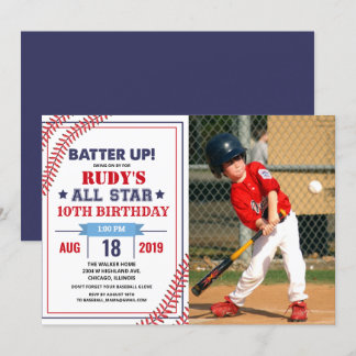 Invitation photo d'anniversaire de baseball - TOUS