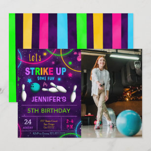 Invitation photo d'anniversaire de bowling