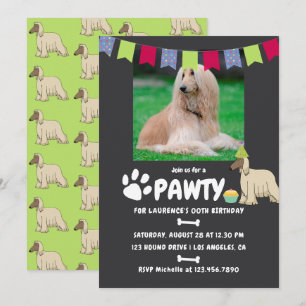 Invitation photo d'anniversaire de chien Afghan Ho