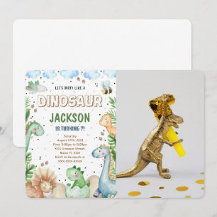 Invitation photo d'anniversaire de dinosaure