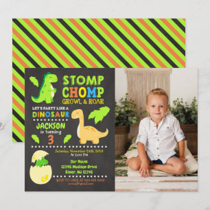 Invitation photo d'anniversaire de dinosaure pour