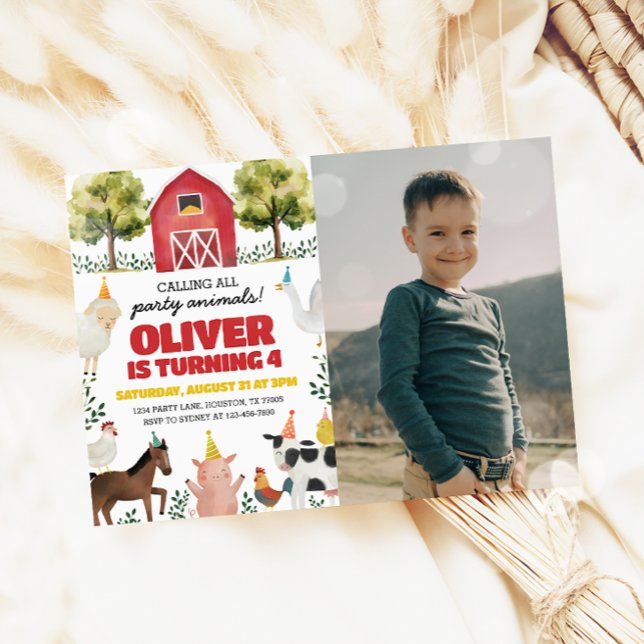Invitation photo d'anniversaire de ferme (Créateur téléchargé)