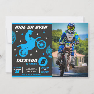 Invitation Photo d'anniversaire de garçon moto cross moto