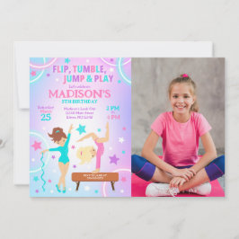 Invitation photo d'anniversaire de gymnastique