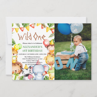 Invitation Photo d'anniversaire de la faune de la jungle de W