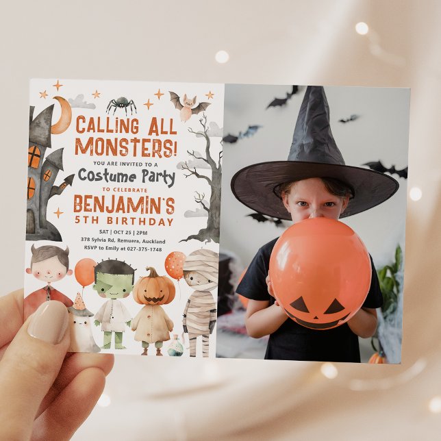 Invitation photo d'anniversaire de la fête d'Hallo (Créateur téléchargé)