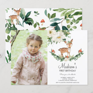 Invitation Photo d'anniversaire de la forêt de la faune de ce