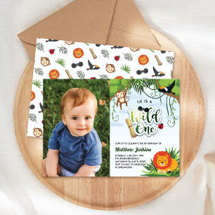 Invitation Photo d'anniversaire de la Jungle Safari pour les