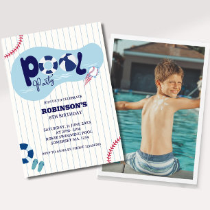 Invitation Photo d'anniversaire de la piscine de baseball mod