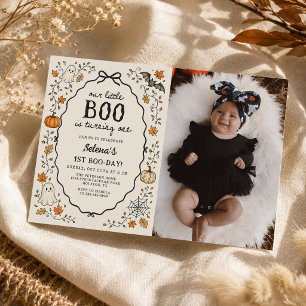 Invitation Photo d'anniversaire de Little Boo Halloween Ghost