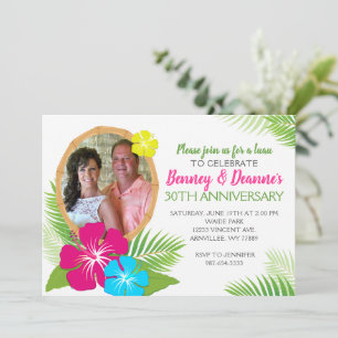 Invitation Photo d'anniversaire de Luau hawaïen élégant
