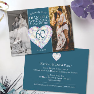 Invitation photo d'anniversaire de mariage de diamant 60 ans
