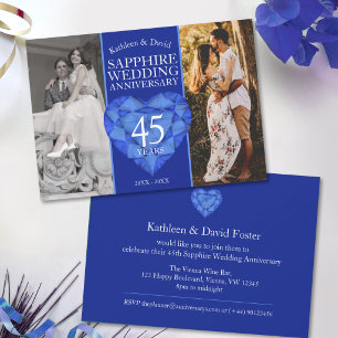 Invitation photo d'anniversaire de mariage de saphir 45 ans m