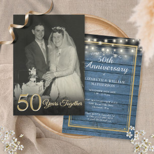 Invitation Photo d'anniversaire de mariage rustique pour tout