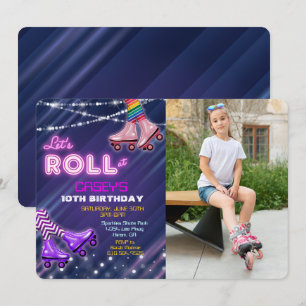 Invitation photo d'anniversaire de patin à roulett