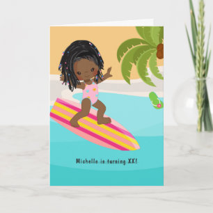 Invitation Photo d'anniversaire de plage pour l'été des fille