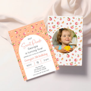 Invitation Photo d'anniversaire de Sweet Peach