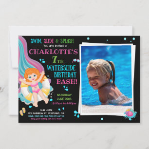 Invitation Photo d'anniversaire de toboggan aquatique Splish 
