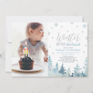 Invitation Photo d'anniversaire de Winter Onederland Blue Boy