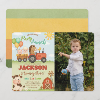 Invitation Photo d'anniversaire d'enfants de Ranch d'animaux 