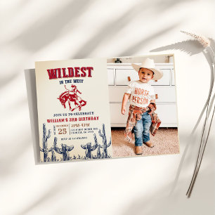 Invitation Photo d'anniversaire des 3 ans de Cowboy Wildest I