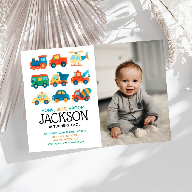 Invitation Photo d'anniversaire des Garçons de transport mode (Créateur téléchargé)