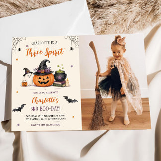 Invitation Photo d'anniversaire des Trois Esprits d'Halloween