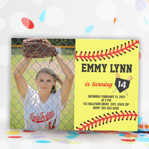 Invitation Photo d'anniversaire du softball