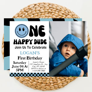 Invitation Photo d'anniversaire d'un garçon heureux pour son 