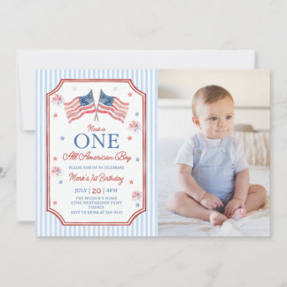 Invitation Photo d'anniversaire d'un garçon tout américain du