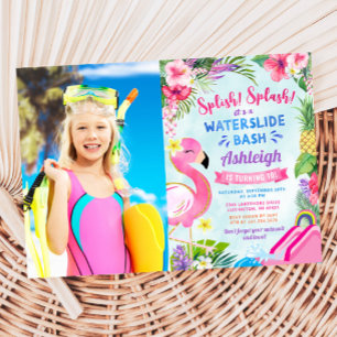Invitation Photo d'anniversaire d'un toboggan aquatique pour 