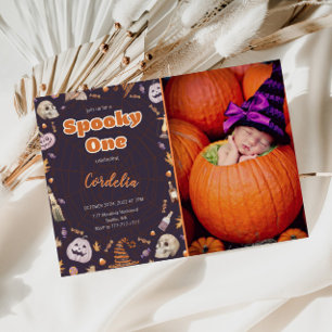 Invitation photo d'anniversaire Halloween Spooky O