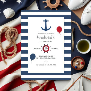 Invitation Photo d'anniversaire nautique personnalisable