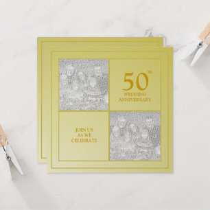 Invitation Photo d'anniversaire passé & présent Or