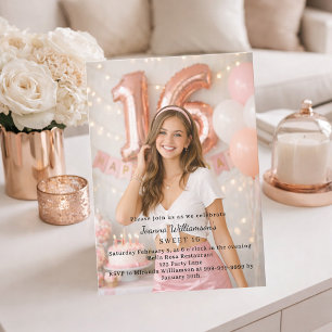 Invitation Photo d'anniversaire pour 16 ans doux
