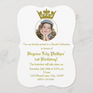 Invitation photo d'anniversaire royale couronne pa