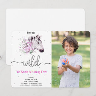 Invitation photo d'anniversaire Safari Animal