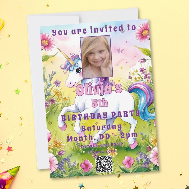 Invitation Photo d'anniversaire sur mesure de Magic Pastel (Créateur téléchargé)