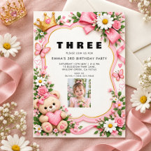 Invitation photo d'anniversaire Trois Ans de Douce