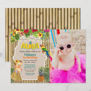Invitation photo d'anniversaire tropical Aloha Lua