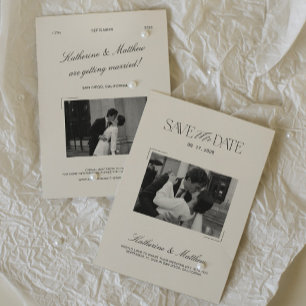 Invitation Photo d'annonce de mariage à la cour de vieille fo