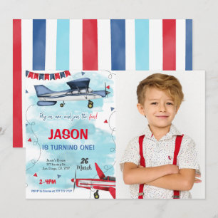 Invitation photo d'avion modifiable