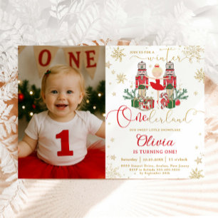 Invitation Photo de 1er anniversaire Nutcracker Winter Oneder