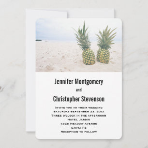 Invitation Photo de 2 ananas sur une plage de mariage