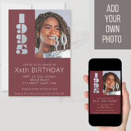 Invitation photo de 30e anniversaire né en 1995 rouge bordeau
