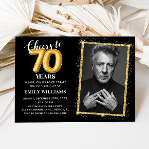 Invitation Photo de 70 ans d'anniversaire Félicitations en or